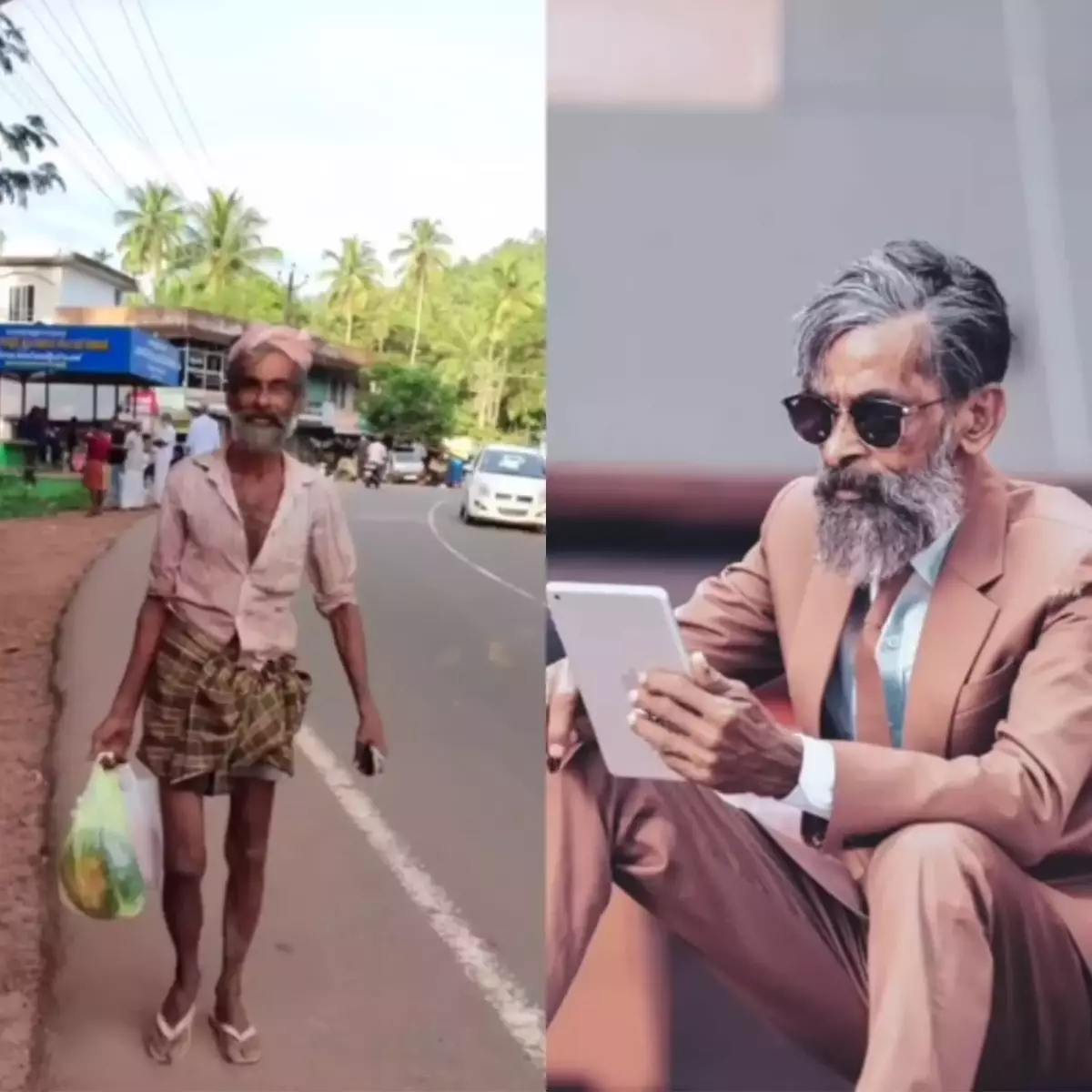 Incredible video: 60-year-old Kerala labourer discards faded lungi and dons suit to turn into a lean model