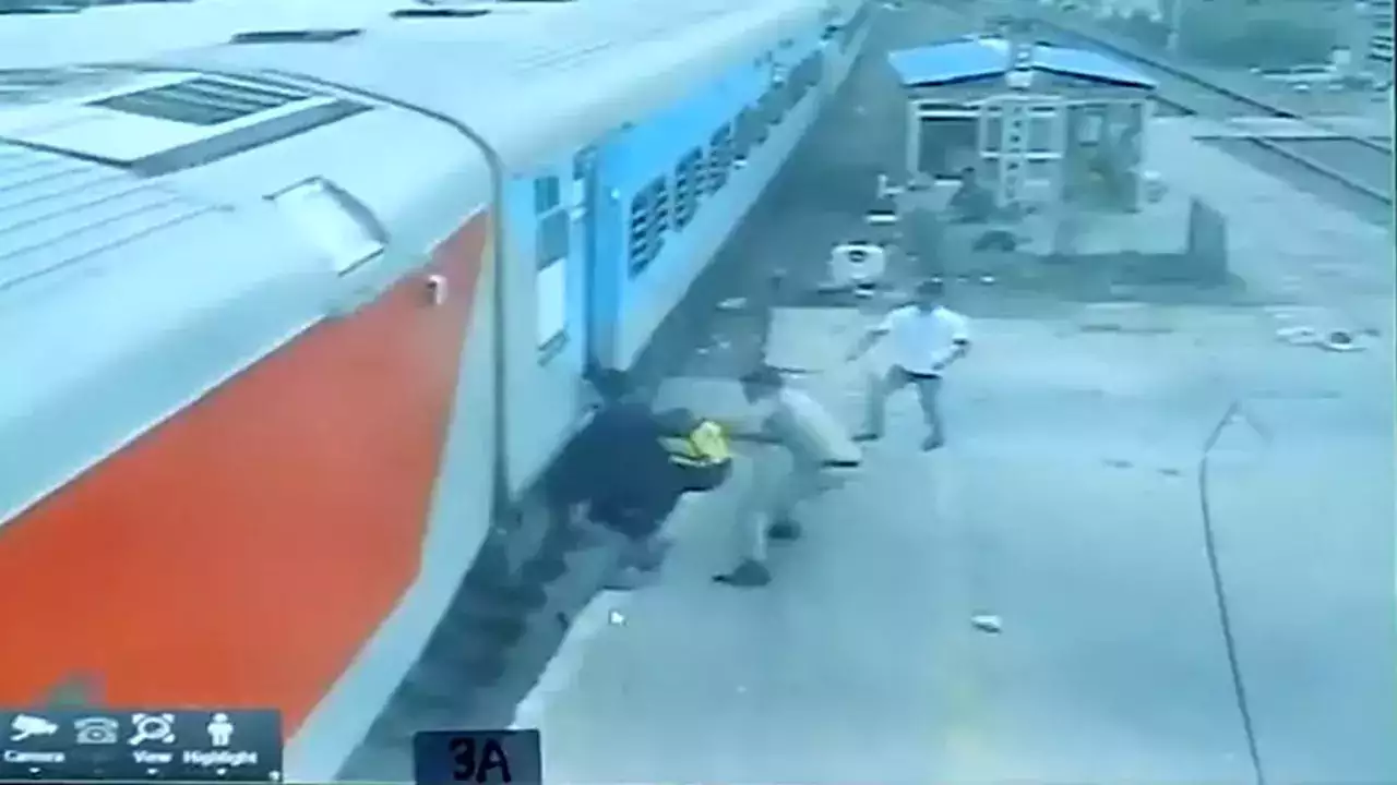WATCH: Alert Railway cop saves youth from being crushed under train at Chennai Central station