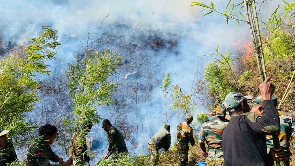 Army helps in dousing forest fire along China border in Arunachal