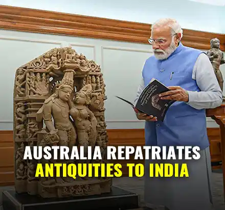 PM Modi Inspects 29 Antiquities Repatriated To India By Australia | Lord Shiva & Vishnu Sculptures |