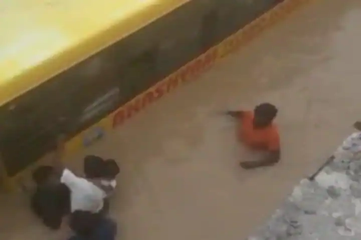 Video: 30 children rescued after school bus gets stuck in heavily flooded underpass in Telangana’s Mahbubnagar