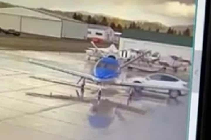 Watch: Driverless Tesla car crashes into private jet on tarmac in major tech fiasco
