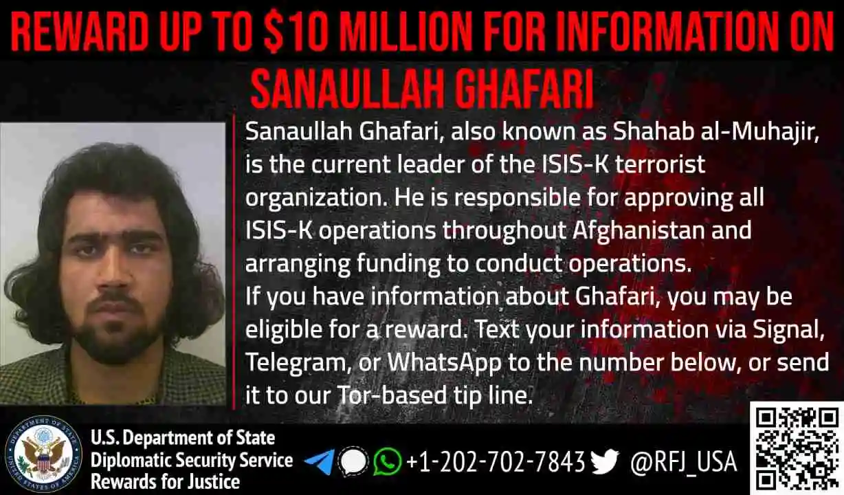 US announces 20 million dollar bounty to snare ISIS-K chief Ghafari and other terror kingpins in Afghanistan
