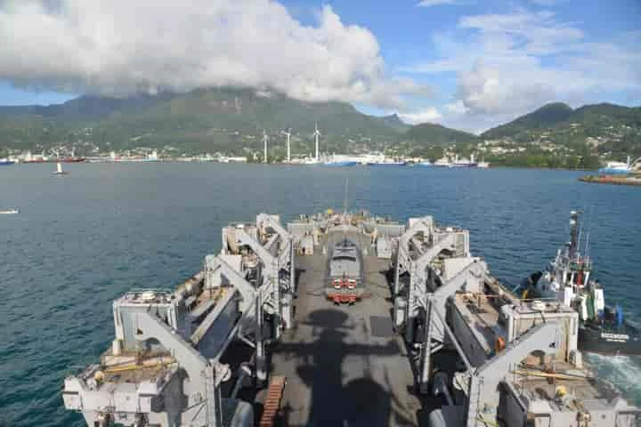 Indian Naval Ship Gharial makes port call at Seychelles under SAGAR mission