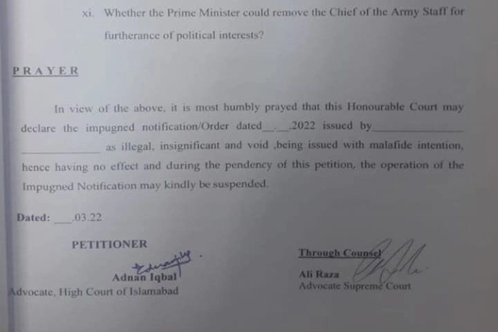Islamabad High Court set to take up petition to prevent Imran Khan from sacking Army Chief Bajwa