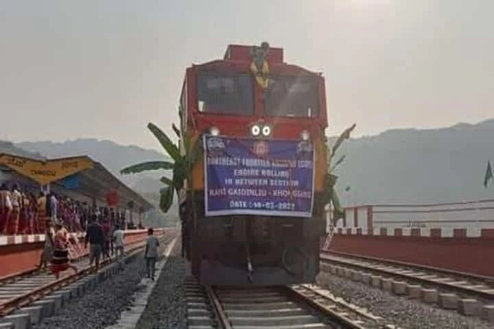 Manipur celebrates as first  train head engine reaches Khongshang station