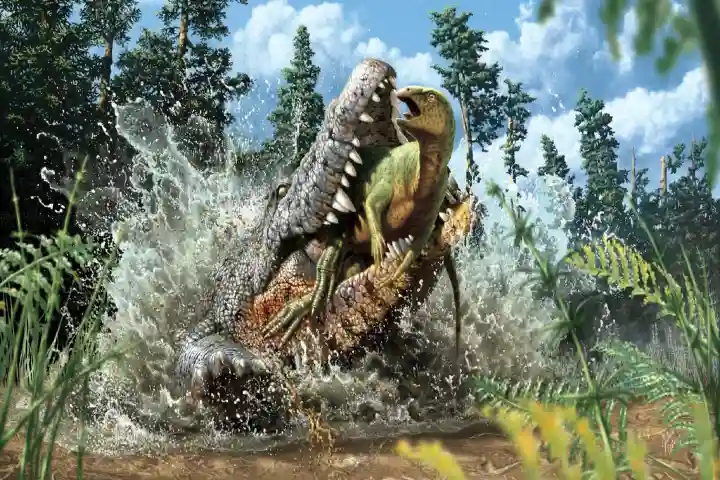 Remains of a 95 million years old giant crocodile shows that it hunted dinosaurs!