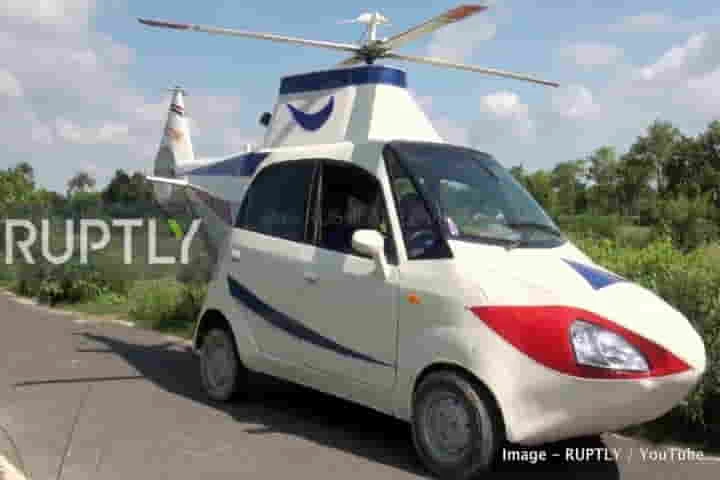 Car converted to helicopter available for hire in Bihar!