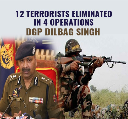 Jammu and Kashmir News – 12 Terrorists Eliminated In 4  Operations: DGP Dilbag Singh
