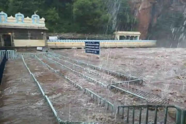 Video: Pilgrims stranded in Tirupati as heavy rains trigger flash floods in region