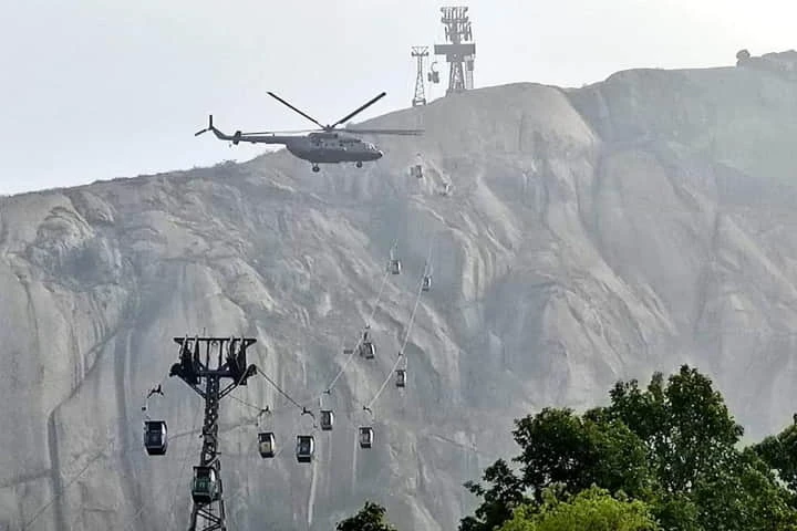Three persons die as cable cars collide at Jharkhand’s Trikut hills, IAF helicopters rescue 48 people