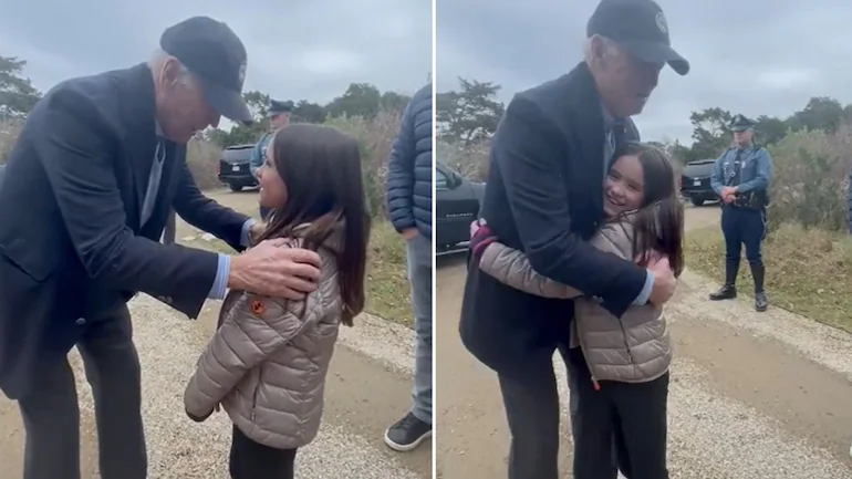 Viral video: US President Joe Biden’s kind words to little girl elicit instant hug!