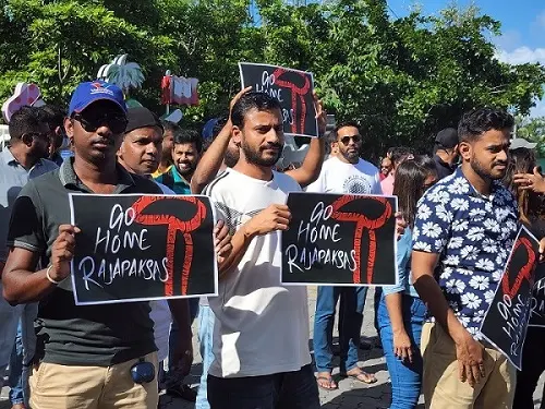 Protests break out in Maldives against Sri Lanka’s Rajapaksa who may be heading for Singapore
