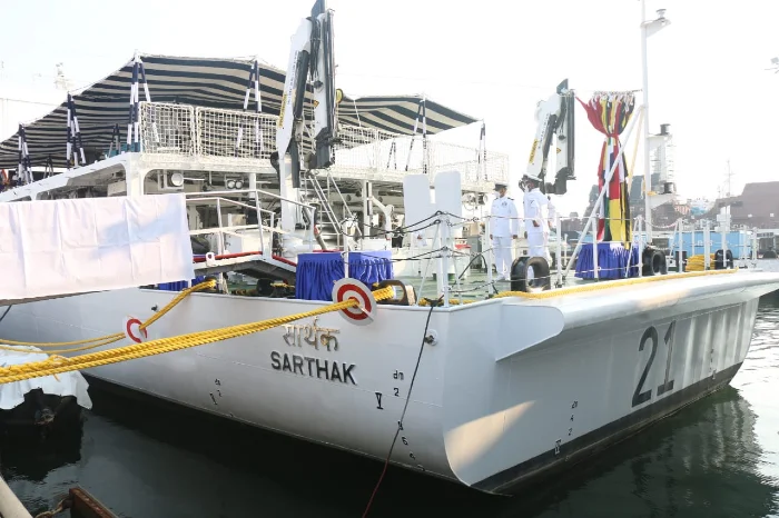 Made in India Offshore Patrol Vessel Sarthak reports for duty