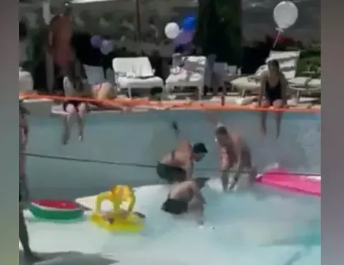 Video: Swimming pool party turns into tragedy as man dies in sinkhole that suddenly opens up at the bottom