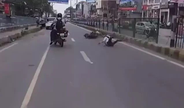 Watch: Speeding biker crashes as stunt goes wrong