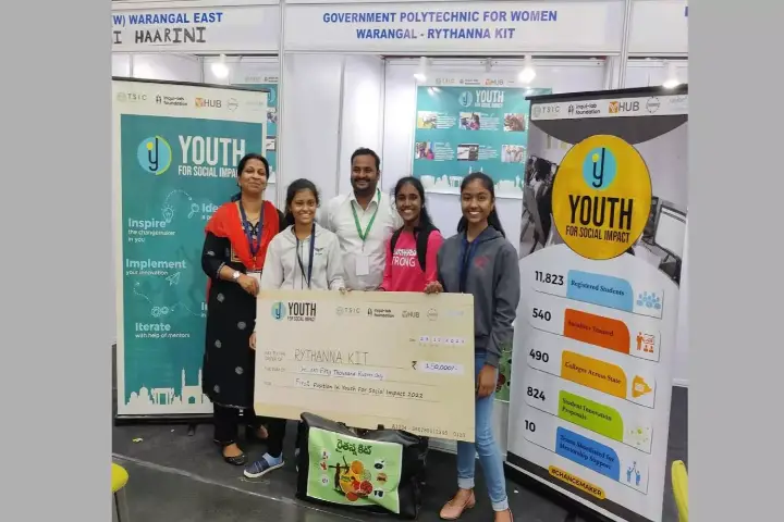 Telangana students design cost-effective cover to protect harvested crops