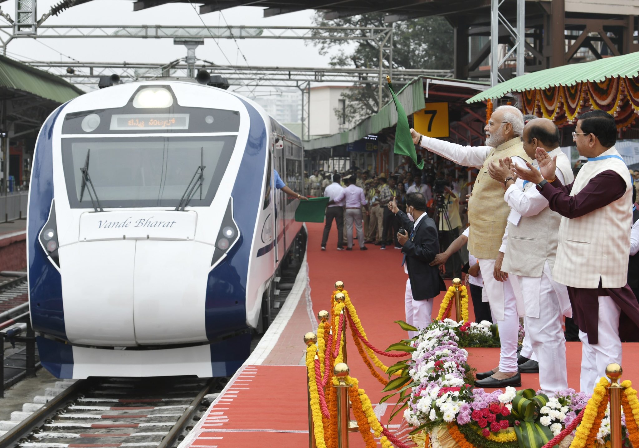 PM Modi flags off South’s first Vande Bharat Express on Chennai-Mysuru route