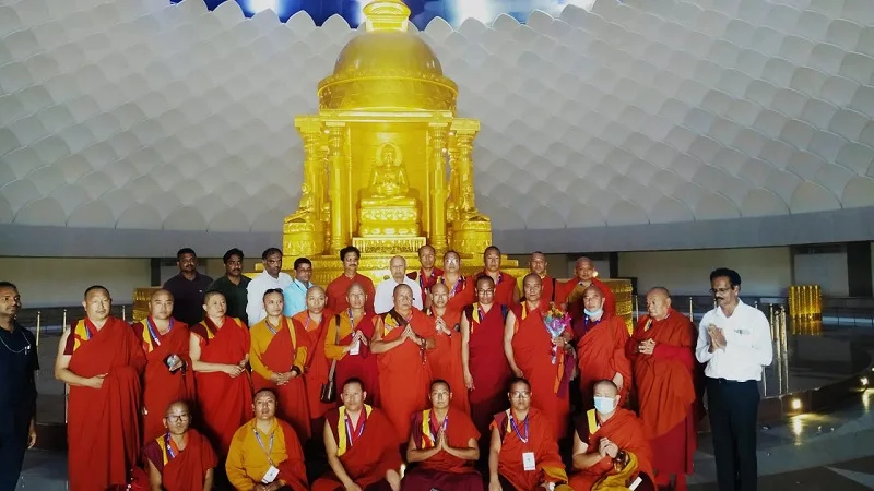 High-ranking Bhutanese monks on a spiritual and academic tour of India