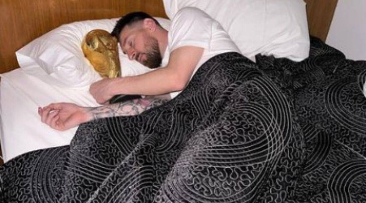 Watch: Lionel Messi goes to bed with the World Cup by his side