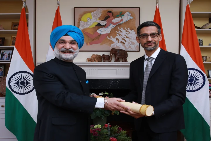Google CEO Sundar Pichai receives Padma Bhushan from India’s US envoy