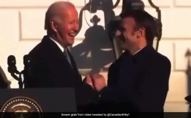 Watch: Joe Biden in longest handshake with France’s Macron