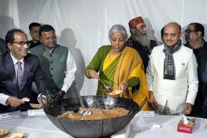 Sitharaman holds customary “halwa” ceremony as part of budget preparations