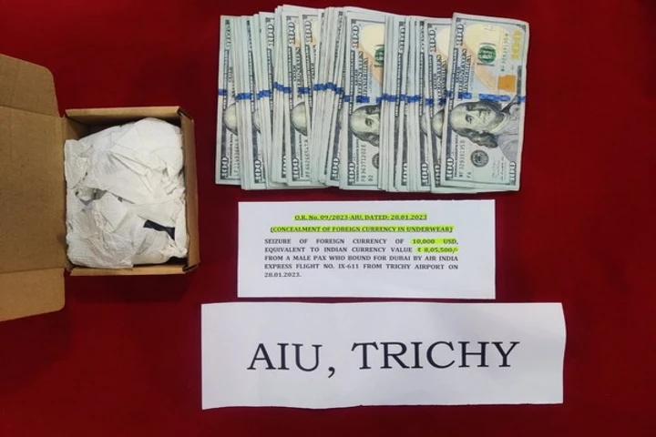 Foreign currency seized at Trichy airport