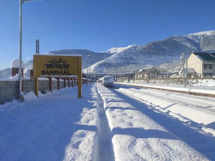 Watch: Train traversing through snow-covered Kashmir Valley