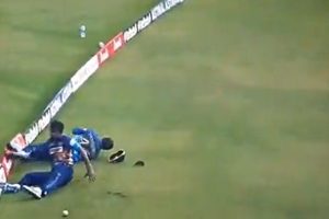 Video: Two Sri Lanka players badly injured after colliding at boundary