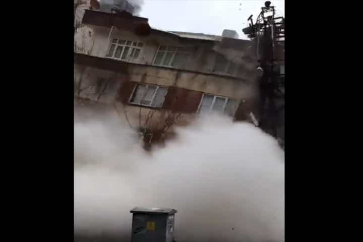 Video: Huge multi-storey building suddenly collapses as earthquake hits Turkey