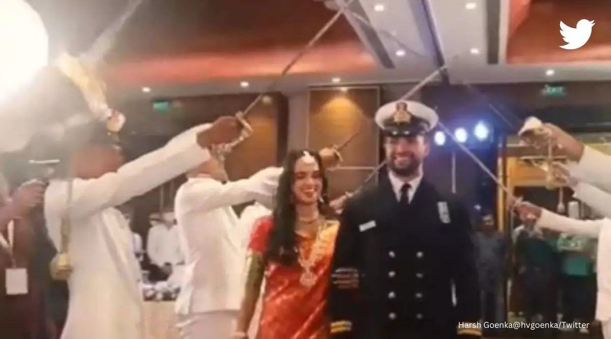 Watch: How Indian Navy officers welcome newlywed couple to the sea warrior tribe