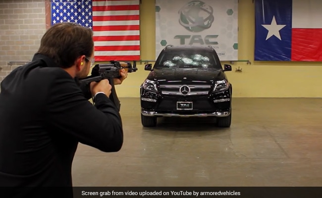 Watch: Hail of AK-47 shots fired at Mercedes windscreen while CEO sits in front seat for test