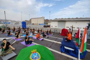 Indian Embassy in Oman conducts yoga session on board INS Teg