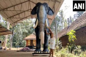 Robotic elephant joins rituals in Kerala’s Sree Krishna Temple