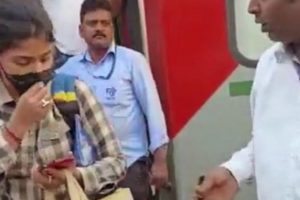 Caught on camera: Drunk railway ticket checker misbehaves with lady at Bengaluru station