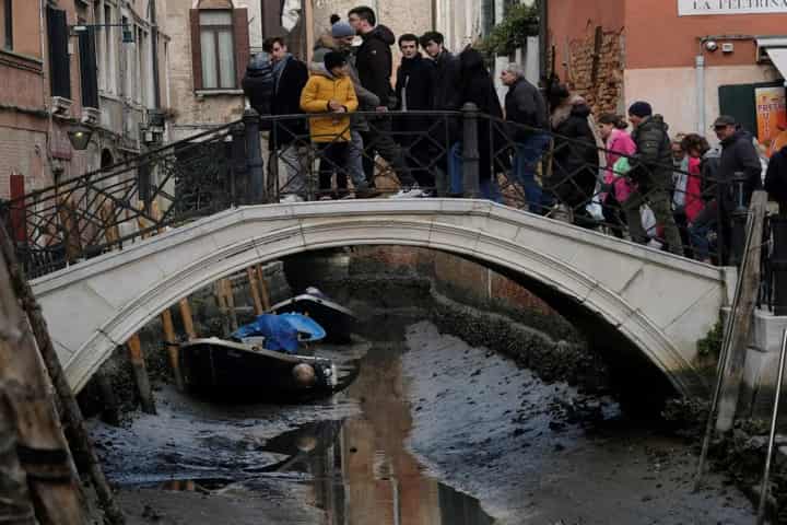 Watch: World-famous Venice canals go dry