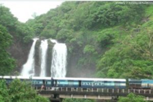 Watch: Awesome sight of train passing through Ranpat waterfalls in Maharashtra’s Konkan region