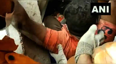 Video: Man rescued from debris of collapsed building in Thane after 20 hrs