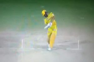 Watch: MS Dhoni goes for big hit but misses, ball crashes into stumps