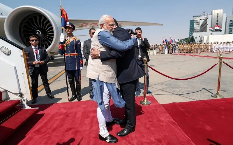 Rekindling civilisational link, PM Modi lands in Cairo to begin first visit to Egypt