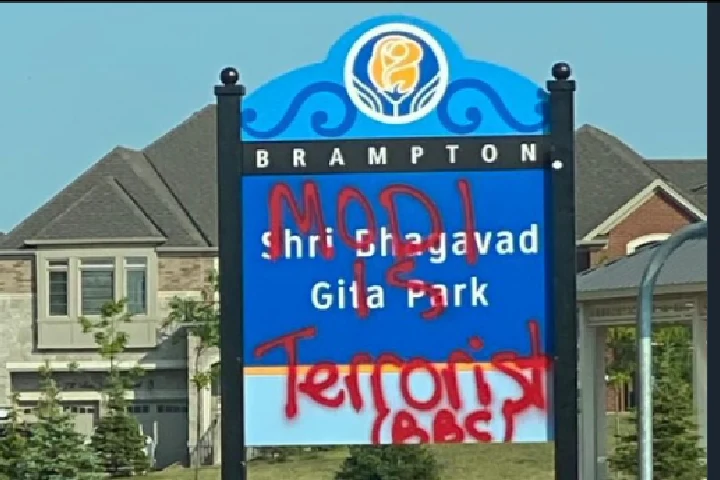 Baffled Khalistani radicals now deface Bhagavad Gita Park, target PM Modi this time