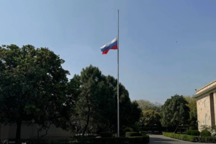 Russian Embassy in New Delhi flies national flag half-mast after Moscow terror attack