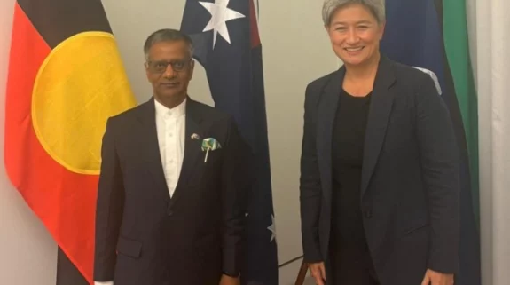 Indian envoy Gopal Bagley calls on Australian Foreign Minister Penny Wong